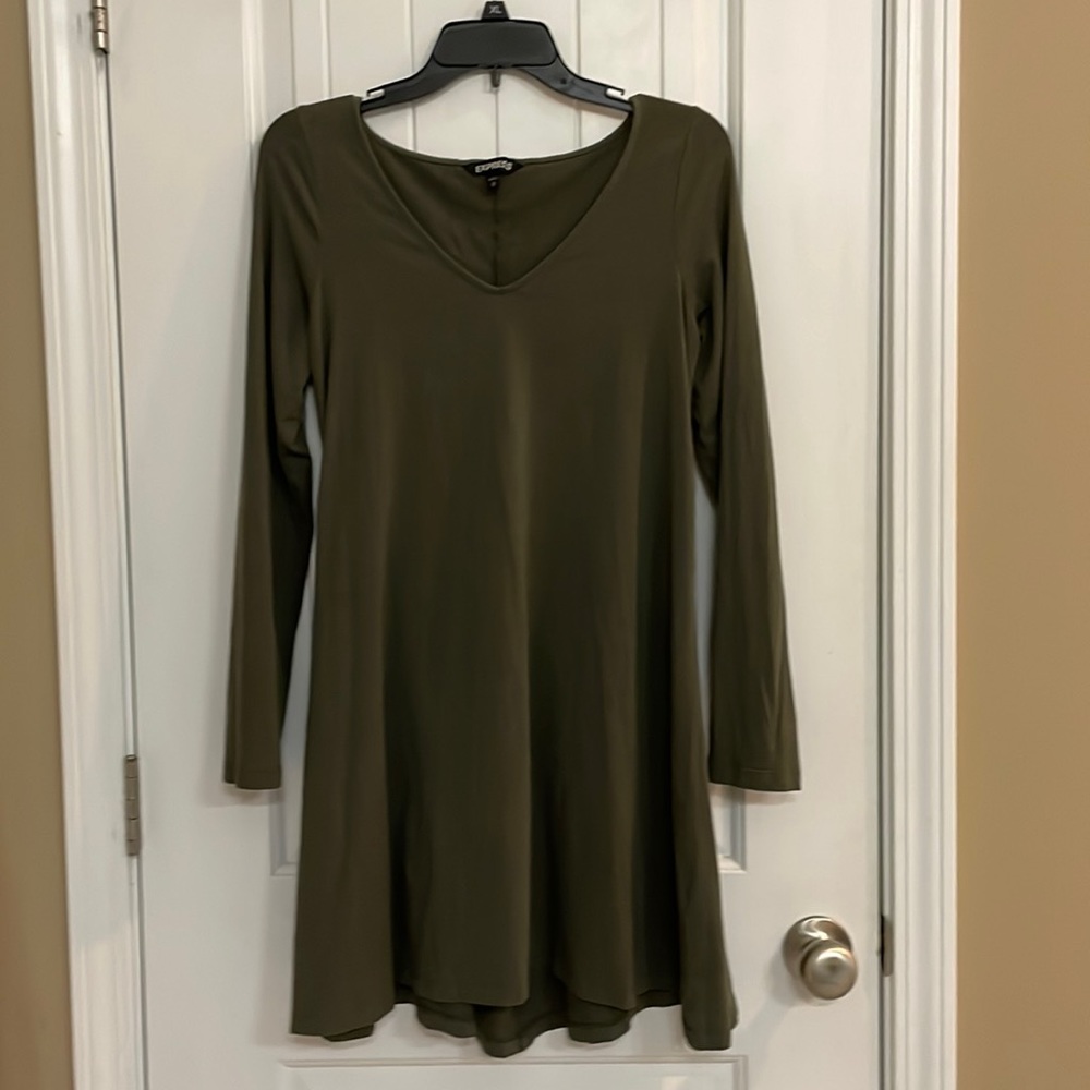 Express medium olive green dress